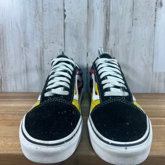 Vans Old Skool Low Fire Flame Black Suede Sneakers Men's 7 / Women's‎ 8.5 - Picture 2 of 7